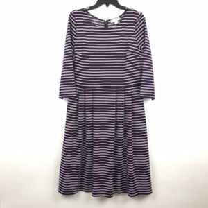 Coldwater Creek Purple Striped 3/4 Sleeve Dress